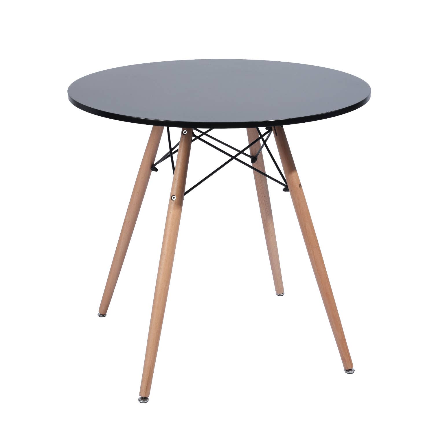 39F Inc. - Vente Tables d'appoint - Table de salle à manger ronde moderne de 31,5 po avec pieds en bois massif, blanc/noir10