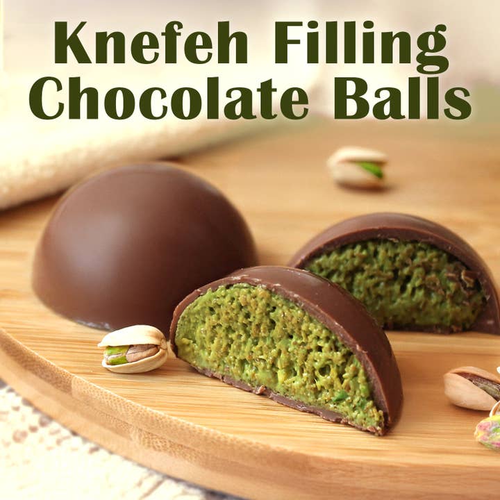 Ceres Gourmet - Wholesale Chocolate Box - Dubai Pistachio Kunafa Chocolate Balls 5.6 Oz - Gourmet Chocolate with Knafeh Filling-Pistachio & Kadayif, 4-Piece Gift Box - Luxury Chocolate Gift, Exotic Delight with a Crunchy Pistachio Twist