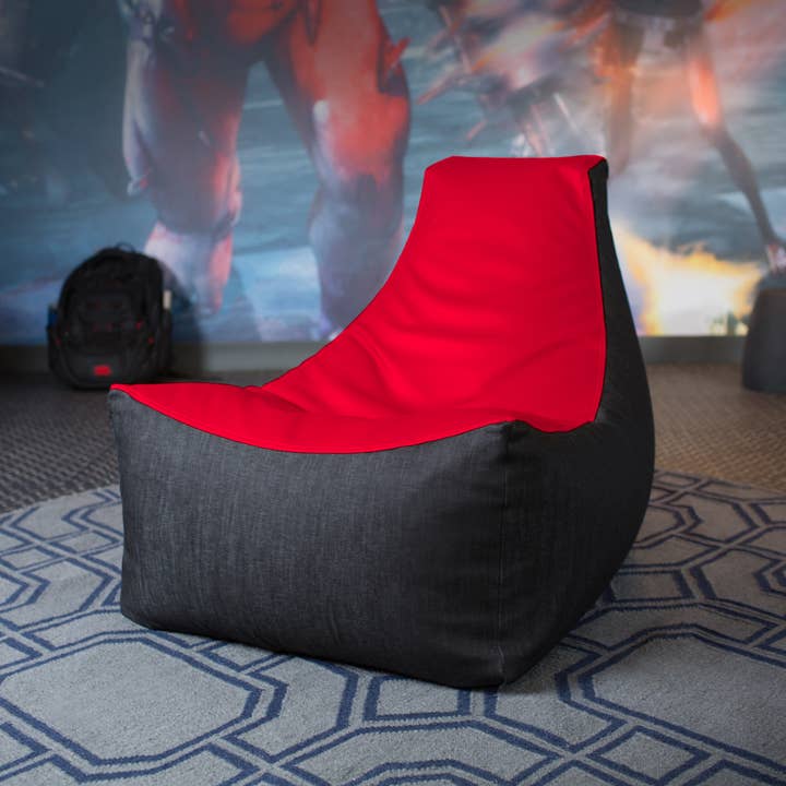 LuvU - Wholesale Chair - Jaxx Pixel Gamer Bean Bag Chair, Premium Vinyl / Dark Denim46