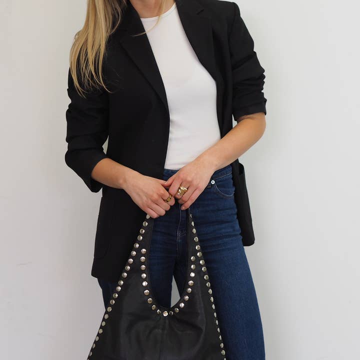 Cadelle Leather - Wholesale Shoulder bag – women's - Jenna Studded Hobo | Black8