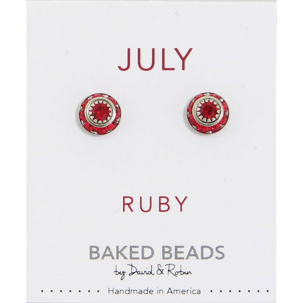 Baked Beads - Wholesale Stud/Post Earrings - Crystal Disc Birthstone6