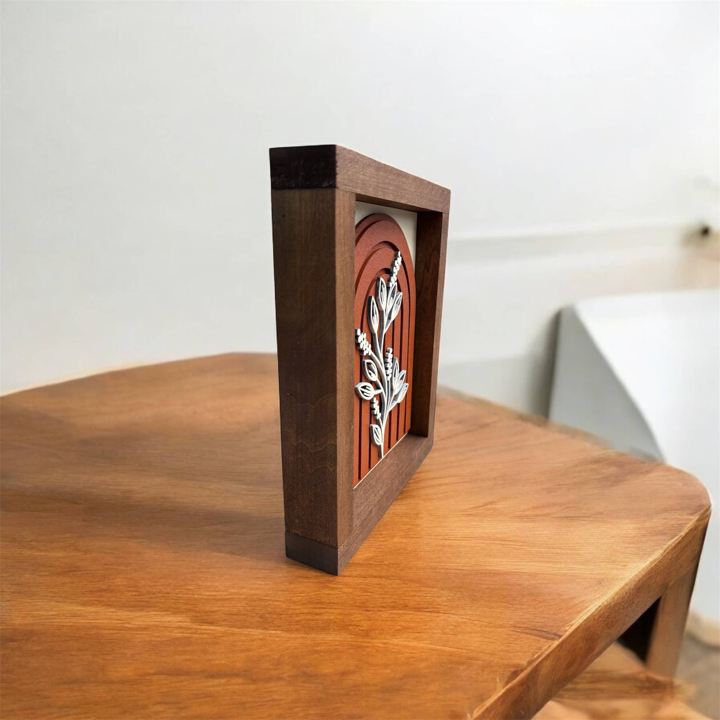 Faithful Creations Studios - Wholesale Wall Accent - Rustic Layered Wood Floral Arch | 9x6 Handcrafted Wall Art4