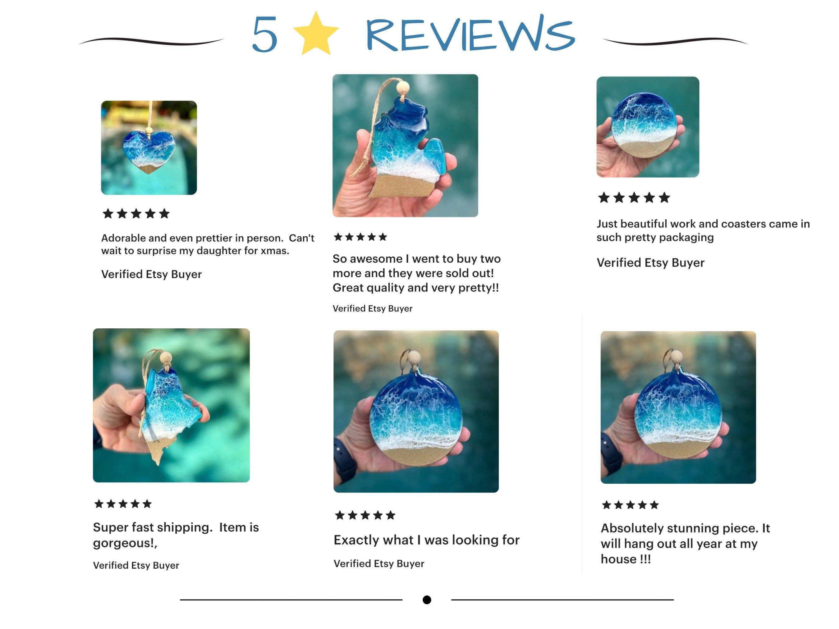 Artful Nests - Wholesale Ornament - Ocean Resin Heart Ornament: Beach Inspired Decor - Christmas Tree Ornament Newlywed Anniversary3