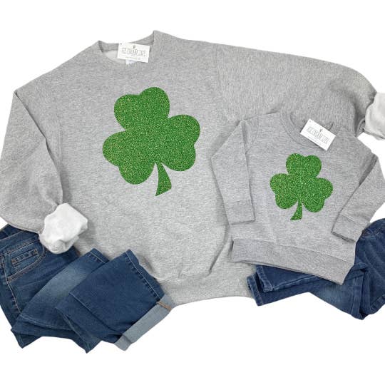 GLITTER SHAMROCK SWEATSHIRT WOMENS ST PATRICKS DAY SWEATER for wholesale by Ice Cream Life