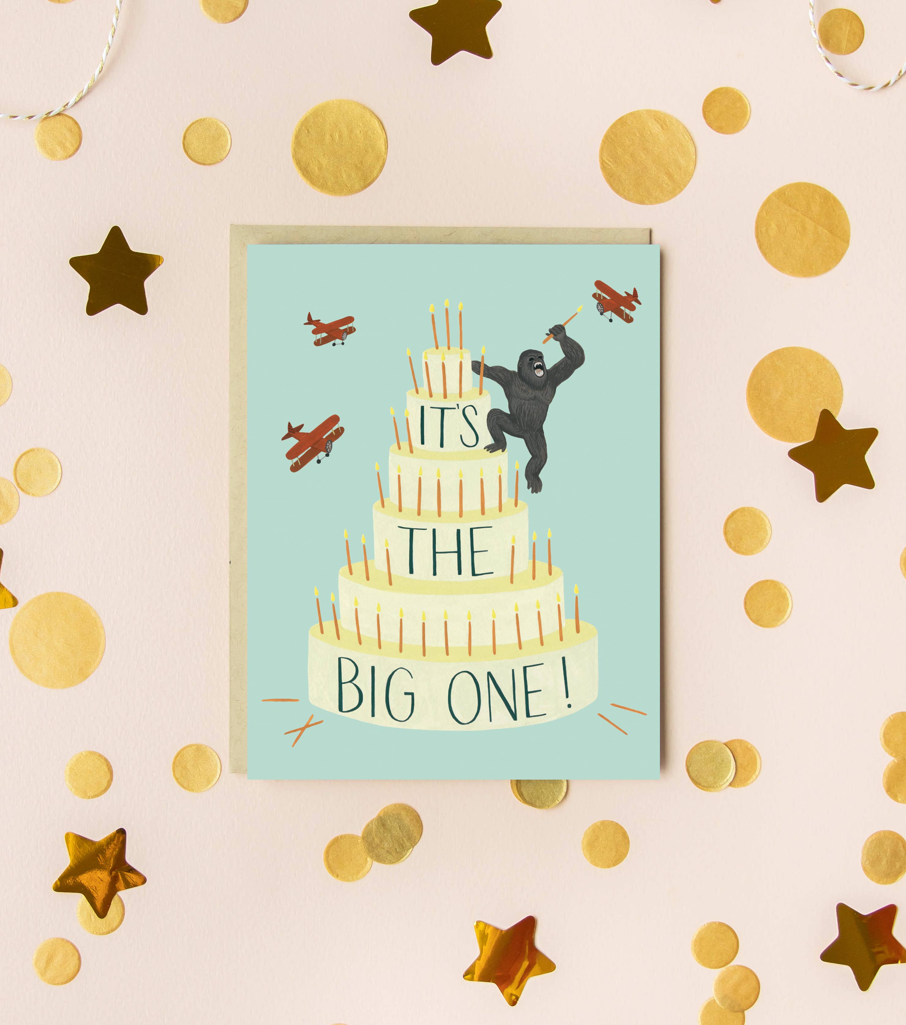 Yeppie Paper - Wholesale Birthday Card - King Kong with Airplanes Cake Milestone Birthday Card1