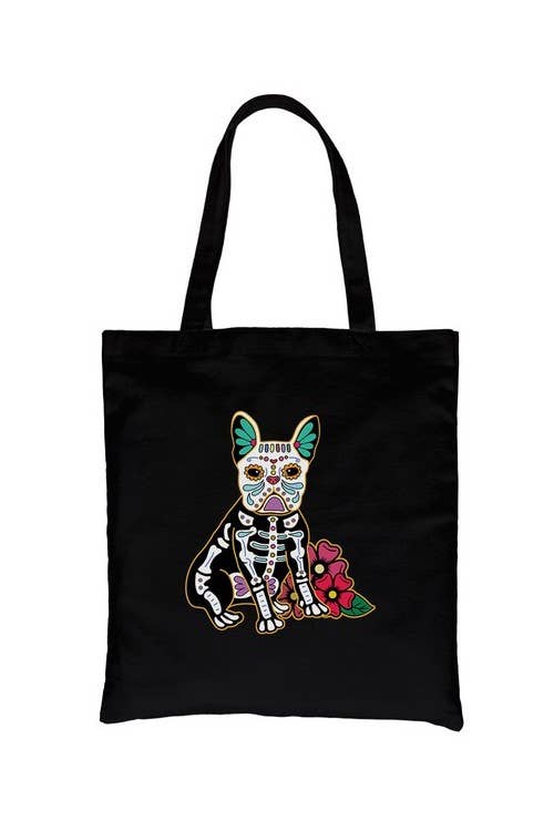 365 In Love - Wholesale Tote Bag - Women's - Frenchie Day Of Dead Canvas Bag0