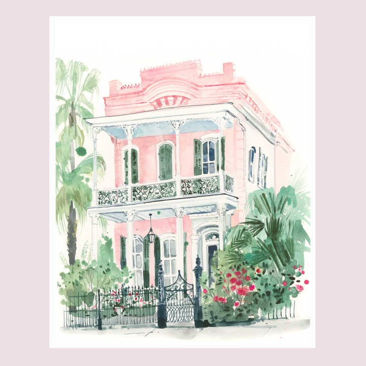 Impression artistique à l'aquarelle « Uptown Pink » pour la vente par Lyla Clayre Studio