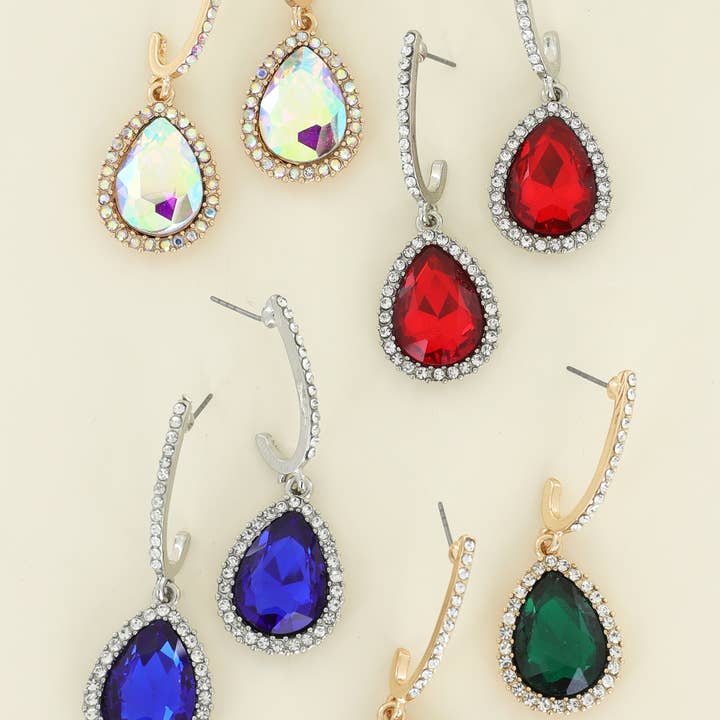 SP Sophia Collection - Wholesale Dangle Earrings - Rhinestone Teardrop Crystal Drop Dangle Earrings