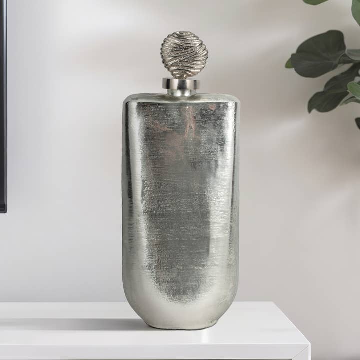 Glass Metallic Decorative Jar Orb Topper - Silver, 19 in. for wholesale by Sagebrook Home