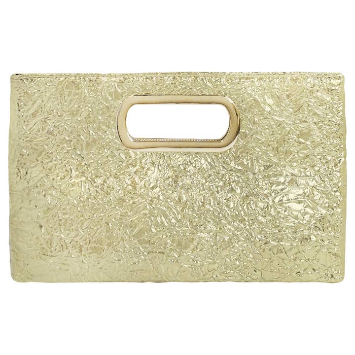 JNBFASHION.COM - Wholesale Clutch Bag - Women's - Crushed Metallic Top Handle Clutch