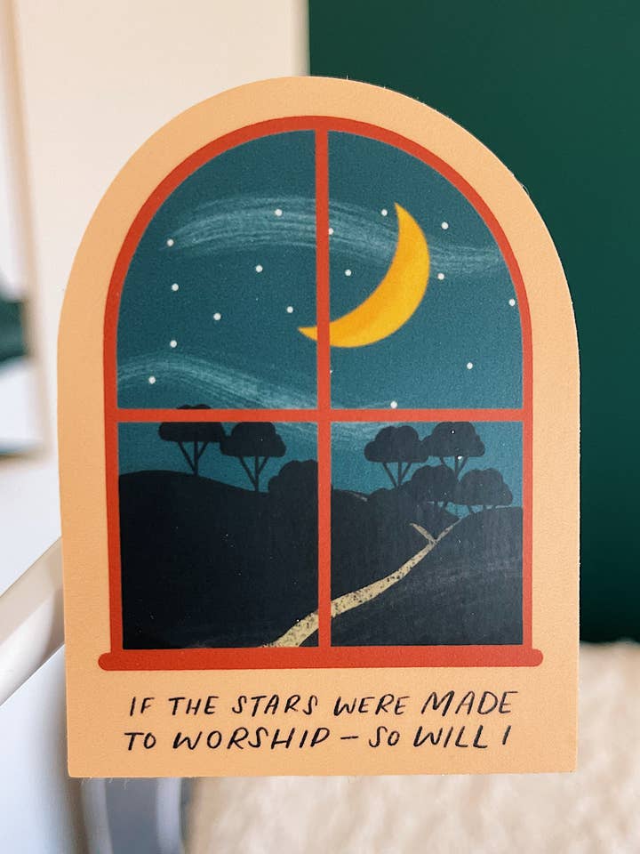 If The Stars were Made to Worship So Will I Sticker for wholesale by dinahslettering