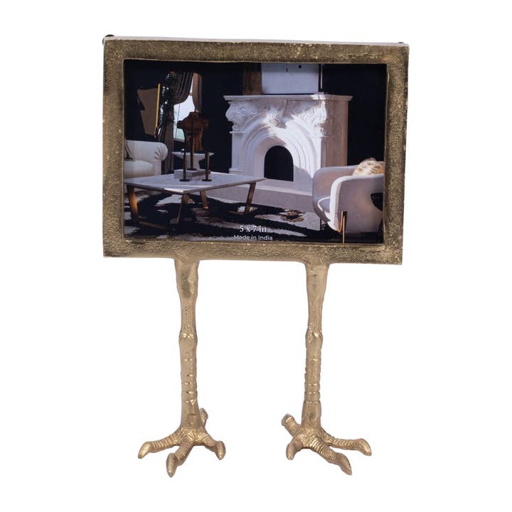 Aluminum Wood Bird Feet Base Photo Frame - Gold, 5x7 in. for wholesale by Sagebrook Home