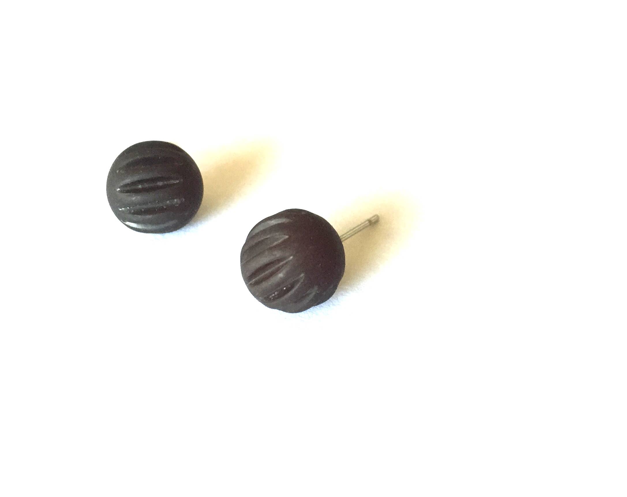 Leetie Lovendale - Wholesale Stud/Post Earrings - Black Corrugated Stud Earrings2