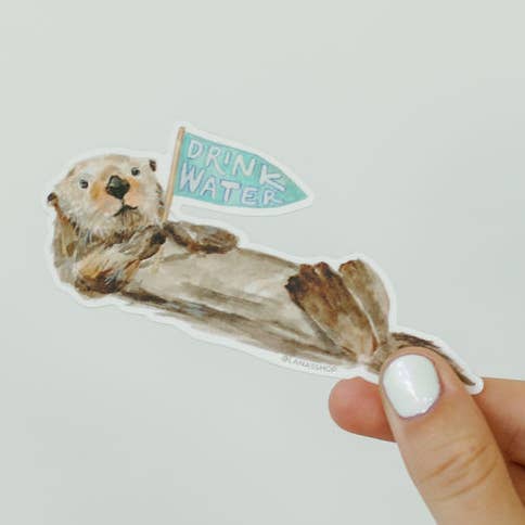 Otter Drink Water Reminder Sticker for wholesale by Lana's Shop