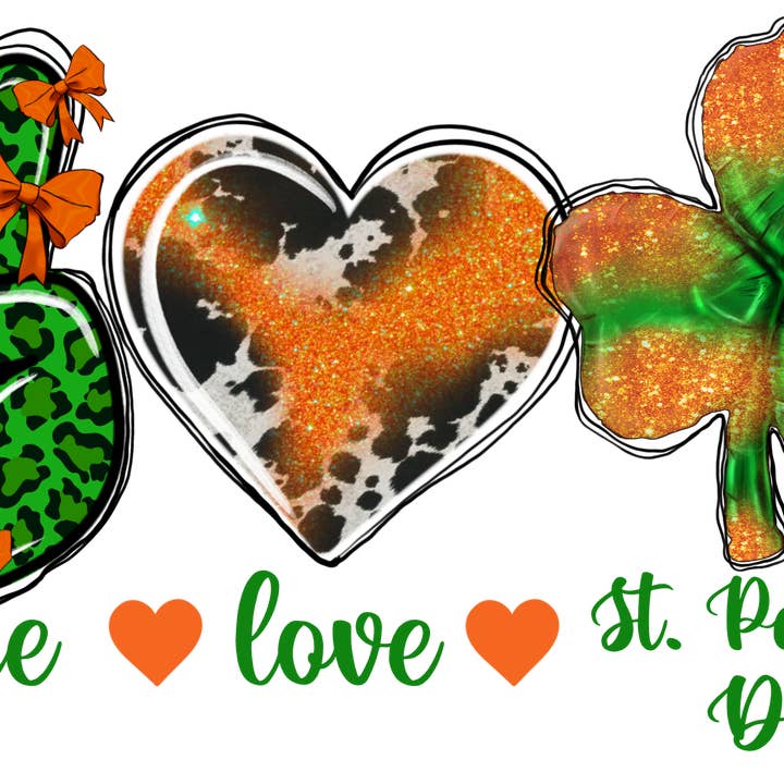Peace Love St. Patricks Day Transfer for wholesale by Sights Ink