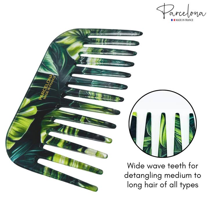 Parcelona - Wholesale Hair Brush/Comb - Parcelona Wide Tooth Comb Tropical Toucan Floral Print Comb for Thick Curly Hair70