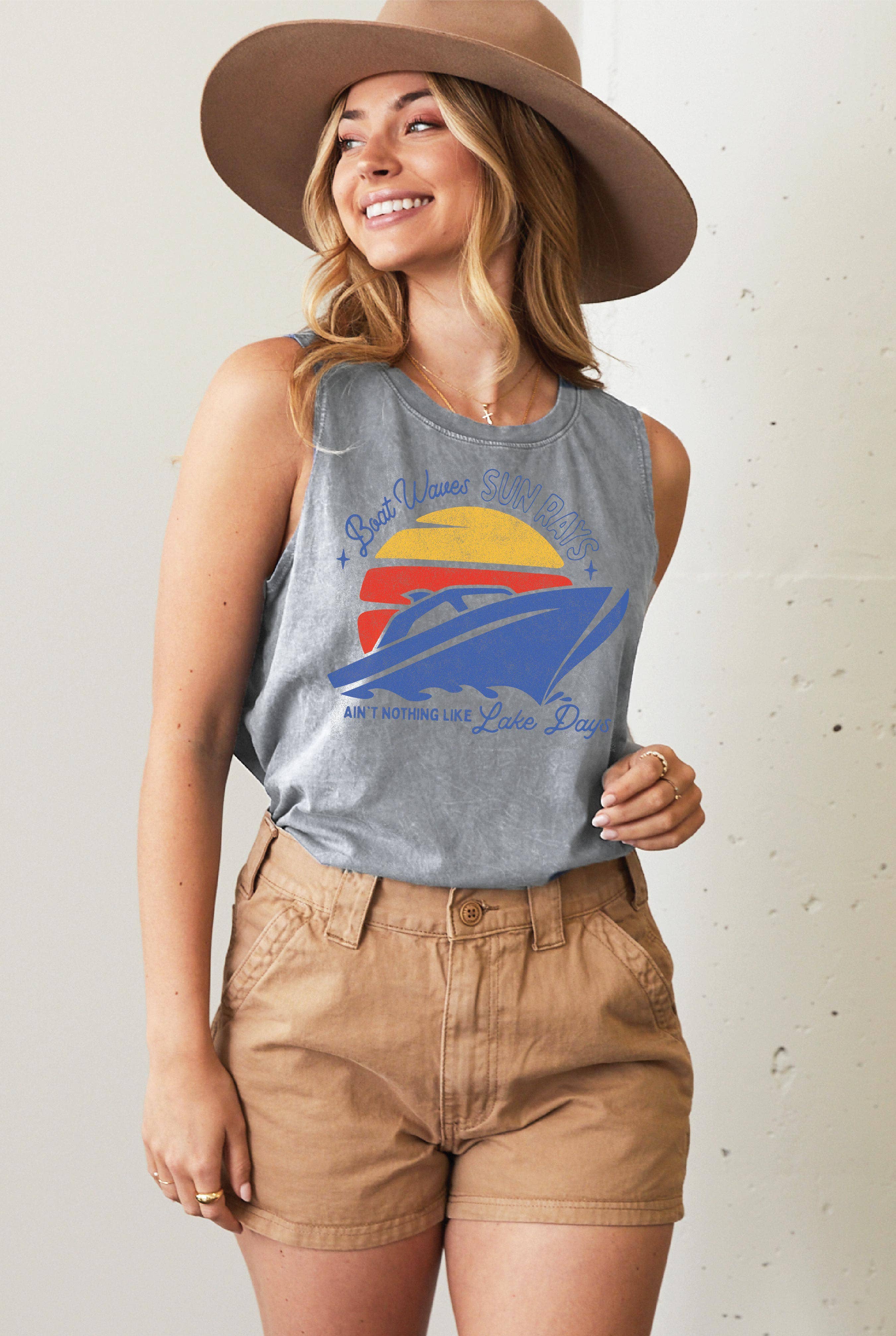 OAT COLLECTIVE - Wholesale Tank Top - Women's - BOAT WAVES AND SUN RAYS  Mineral Graphic Tank Top2