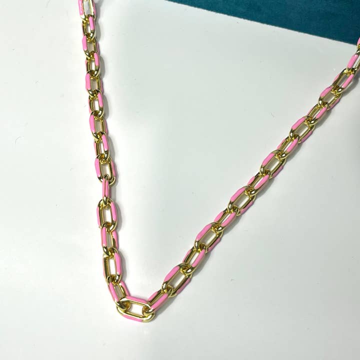 Light Pink Gold Enamel Chain for wholesale by Koda Wearables