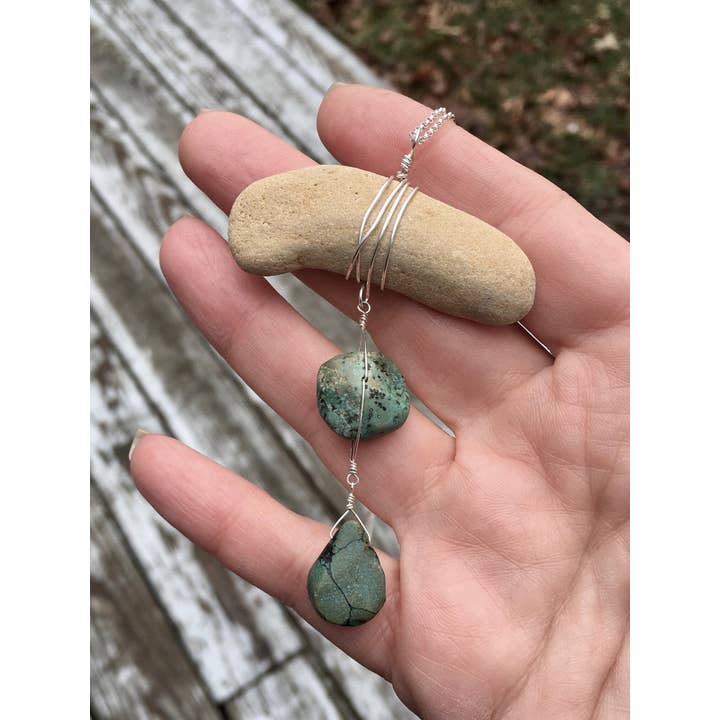 Seixo de Praia com Pérolas de Água Doce e Turquesa por atacado de Natural Gifts Jewelry