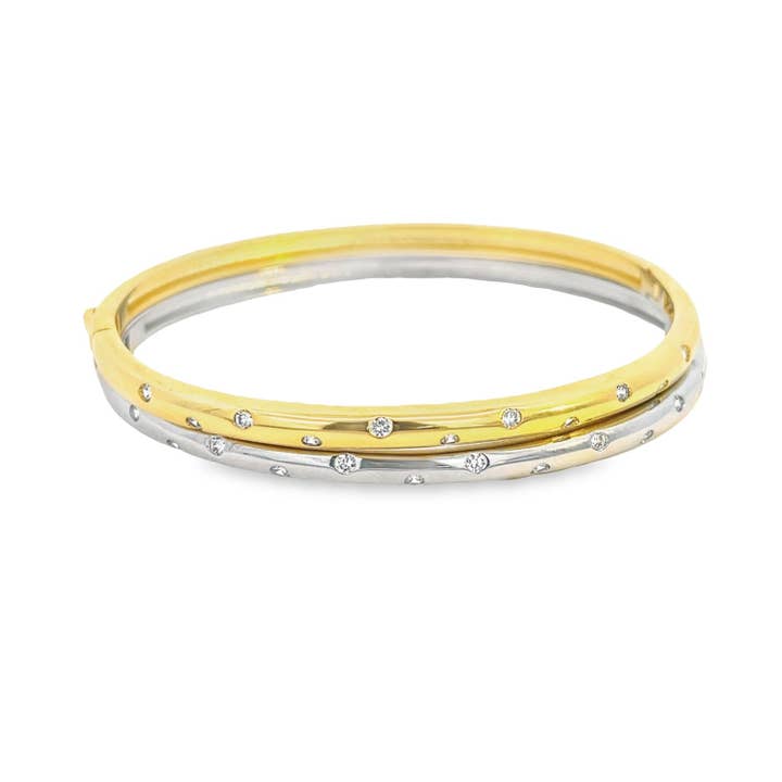 18K Gold Filled Vintage Designed CZ Bangle (B83) for wholesale by MIA Jewelry