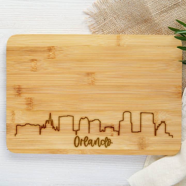Orlando Engraved Bamboo Cutting Board for wholesale by The Trendy Traveler