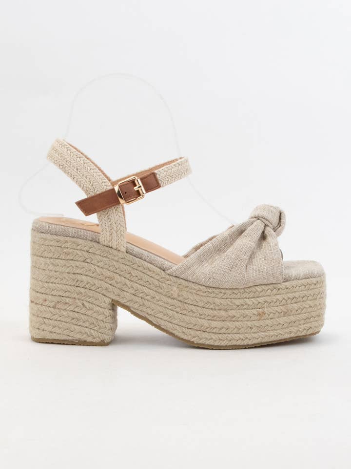 CCOCCI - Vendita all'ingrosso Scarpe con plateau - Donna - ESPADRILLAS SPESSE CON TOMAIA ANNODATA IN LINO PALMER, TACCO PLATEAU15