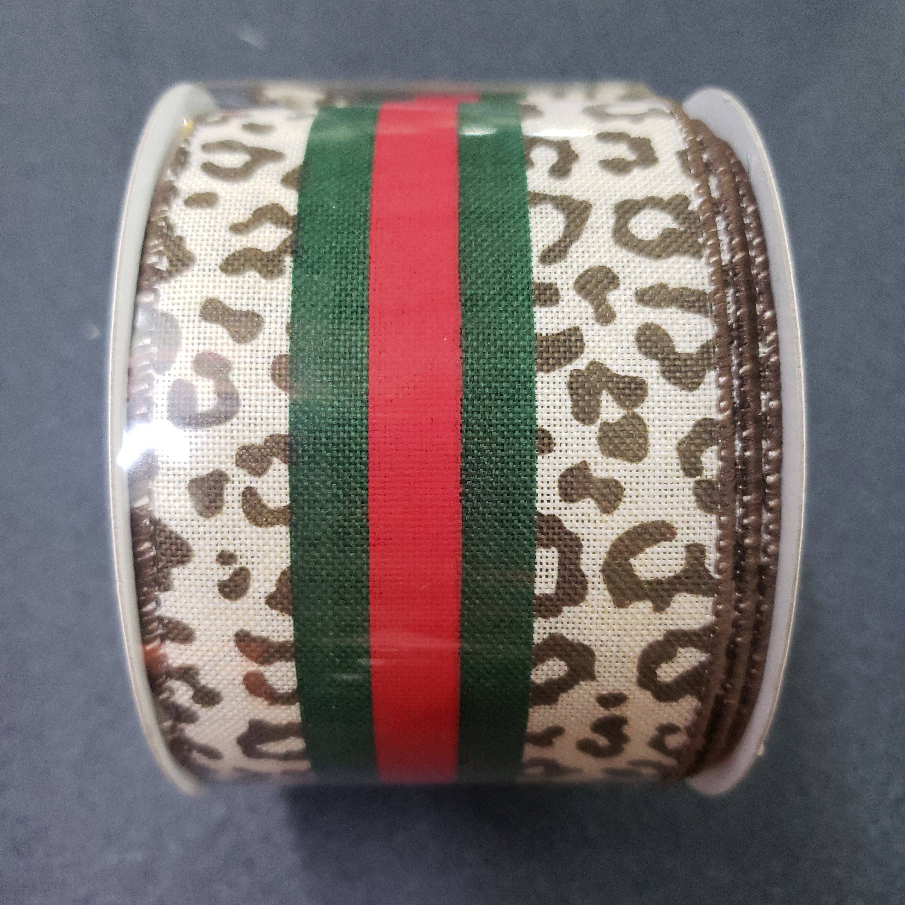 General Wholesale Inc - Wholesale Ribbon - Gift Wrapping - 2.5” x 10 yds animal print red and green stripe wired ribbon0