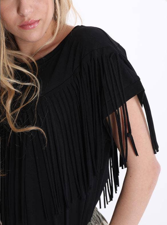 JASPER Mode - Venta al por mayor Camiseta - Mujer - Camiseta de algodón con flecos estilo vaquero2