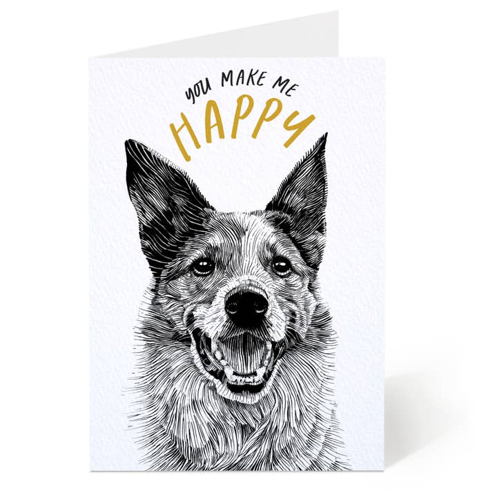 You Make Me Happy Dog Card for wholesale by Oliver Stockley