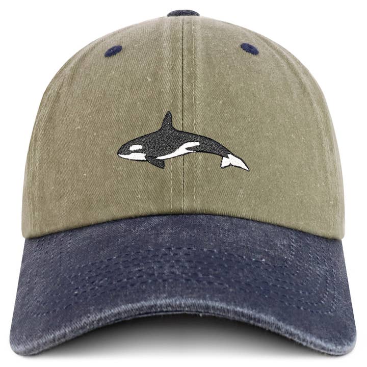 Trendy Apparel Shop - Vendita all'ingrosso Cappellino da baseball - Unisex - Cappello in Cotone 100% Tinto in Pigmento Ricamato con Orca Assassina2