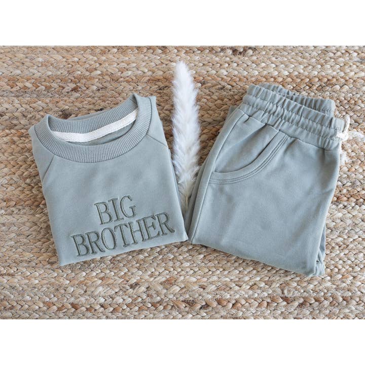 Embroidered Big Brother Toddler Sweatshirt Jogger Set for wholesale by Nunu's Studio
