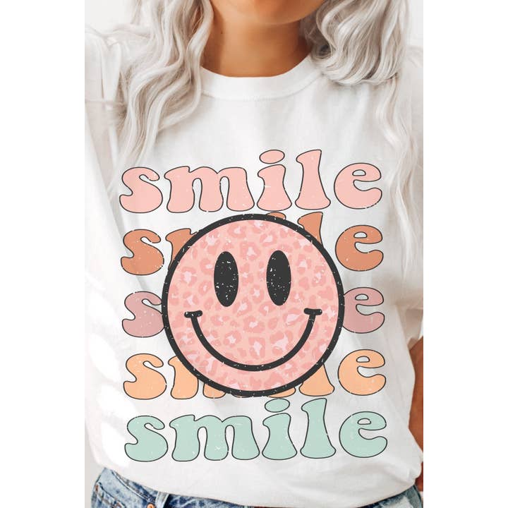 Smile Leopard Smiley Comfort Colors Graphic Tee for wholesale by Bella Me