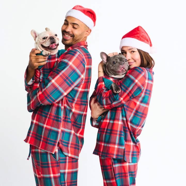 Spark Paws - Wholesale Pet Pajamas - Dog - Christmas Dog Pajama - Green and Red Plaid1