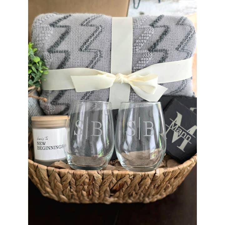 Stillwater Laser Engraving - Wholesale Basket - Custom Housewarming Basket with Blanket