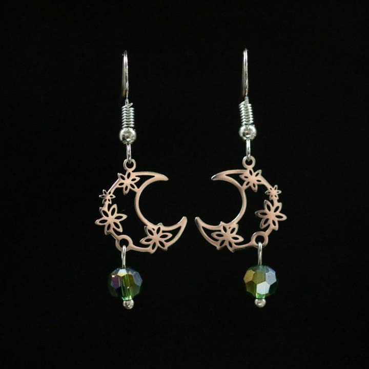 Floral Moon Earrings for wholesale by JAC Jewelry Designs