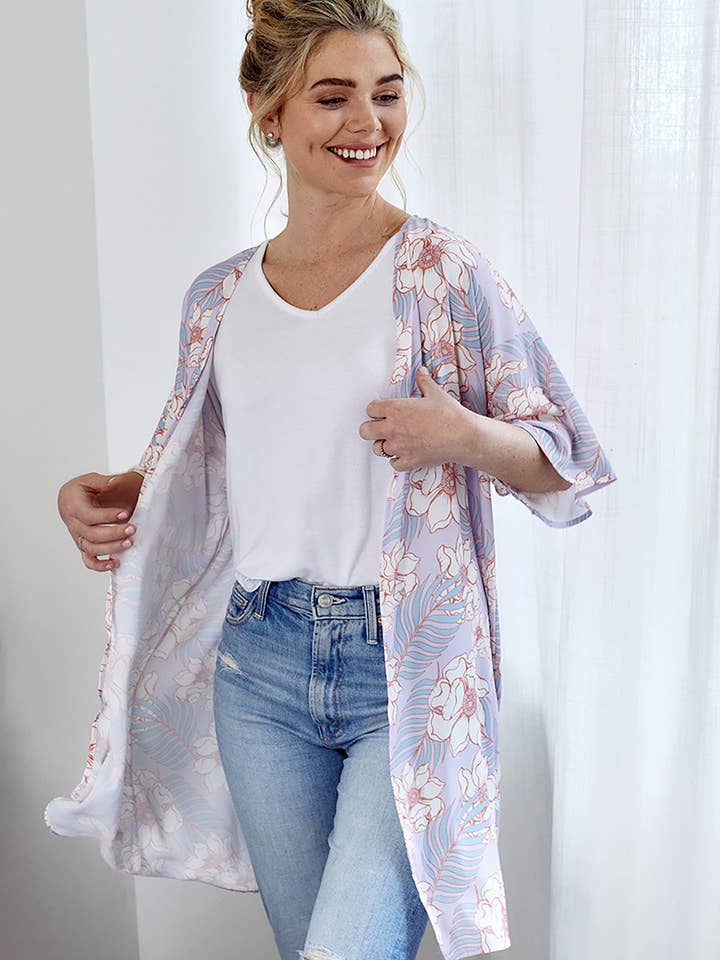 JNC RT (Jen & Co. Outlet) - Wholesale Kimono – Women's - KM1036 Venice Short Sleeve Kimono4