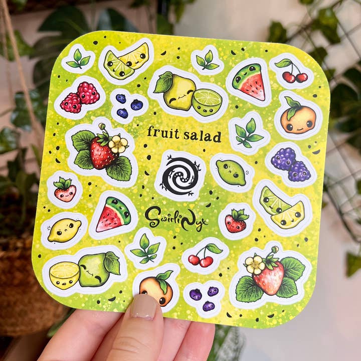 Bright Fruit Salad Sticker Sheet for wholesale by SwirliNyx