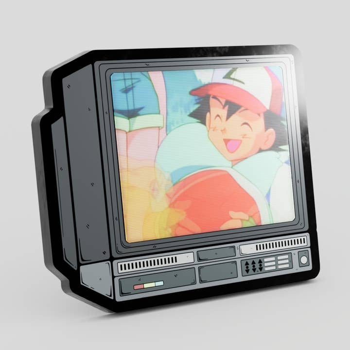 Pin esmaltado lenticular de anime Pokémon Intro CRTV de 2,5" para venta al por mayor de GoopyGoblins