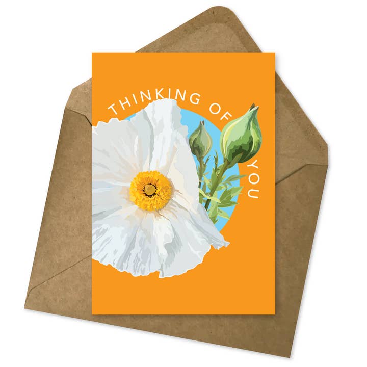 Botanical Enclosure Card | Matilija Poppy & Orange Gift Tag for wholesale by The Red Barn Press