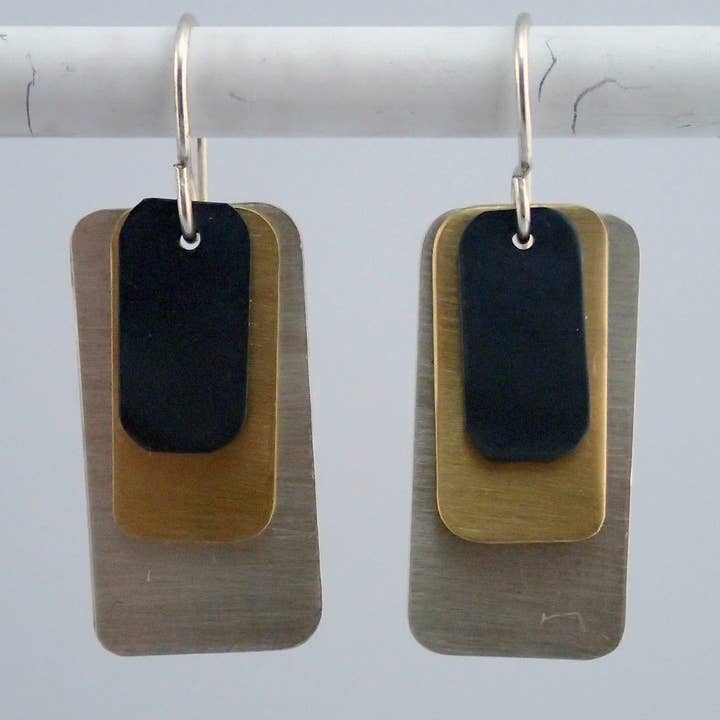 LMNT Jewelry - Wholesale Dangle Earrings - Dog Tag Earrings in Mixed Metals
