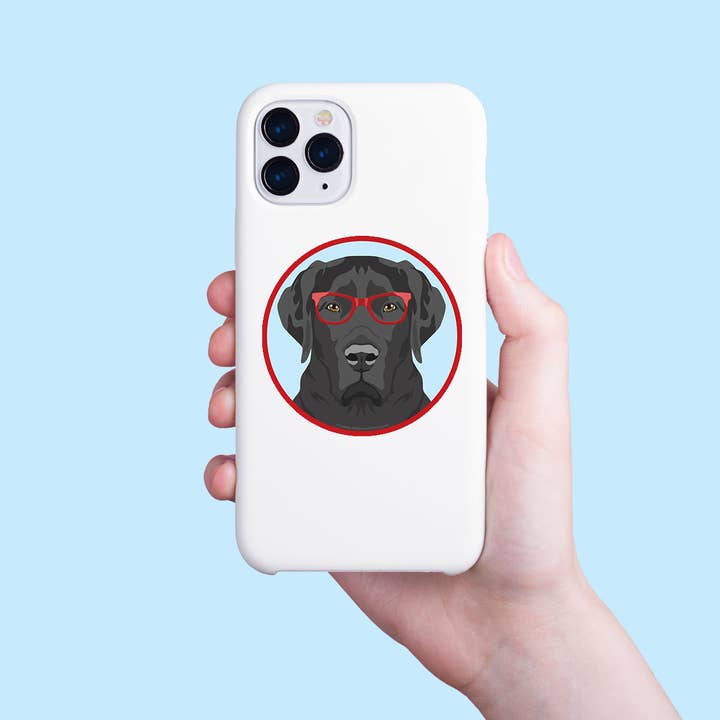 RetroPlanet - Wholesale Phone & Laptop Stickers - Labrador Retriever Dog Hipster Glasses Mini Sticker 20 ct