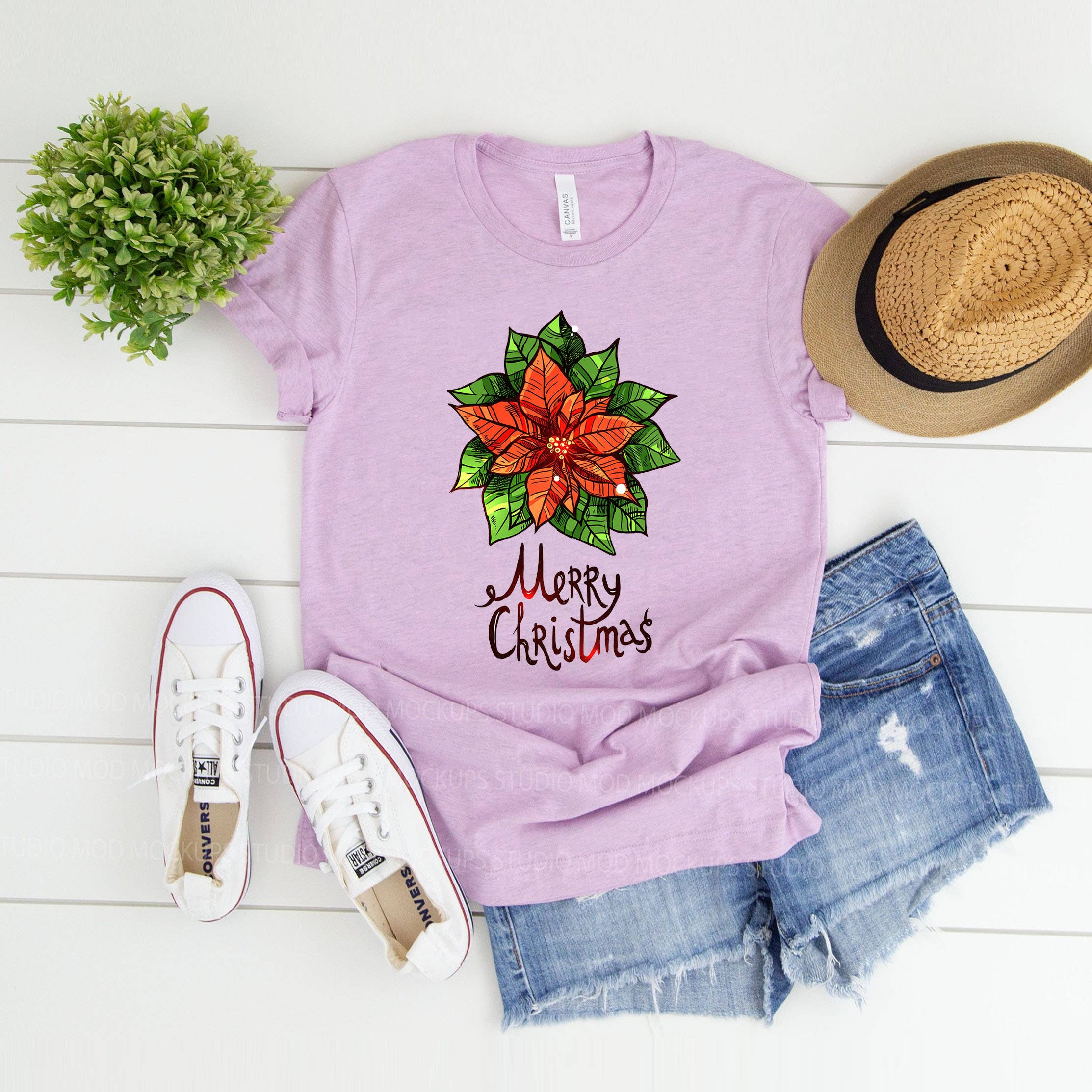 Tee Story – wholesale T-shirt med logga - Dam – God jul skjorta, jul krans skjorta2