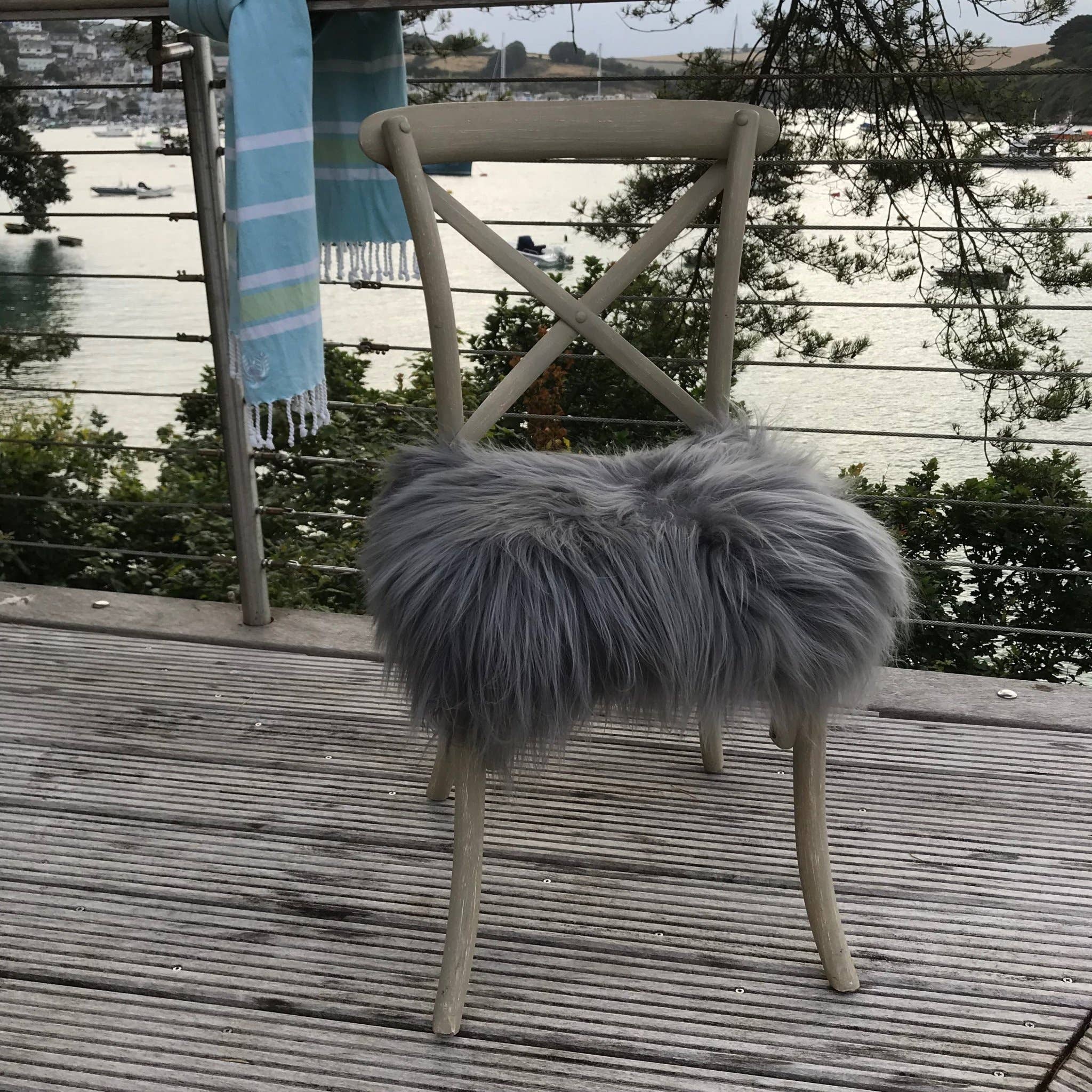 Wildash London – wholesale Chair/sofa slipcover – Icelandic Sheepskin Square Seat Cover 37cm Warm Grey3