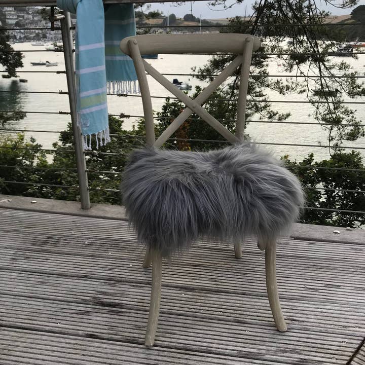 Wildash London – wholesale Chair/sofa slipcover – Icelandic Sheepskin Square Seat Cover 37cm Warm Grey3