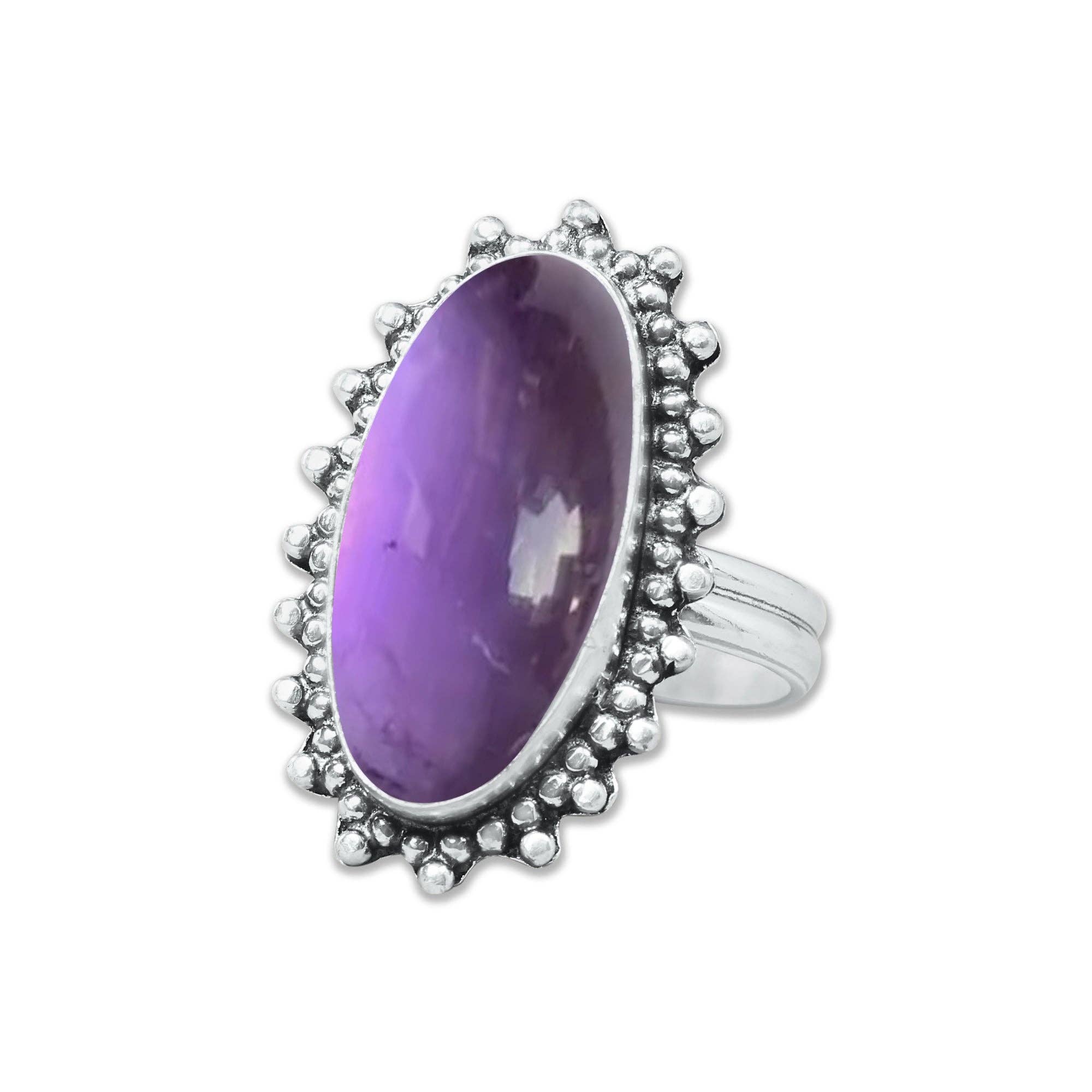 Handmade Jewels - Wholesale Cocktail/Statement Ring - Amethyst Rings for Women – Silver-Plated, Handmade, Deep Purple (US Sizes 6–10, Non-Adjustable)20