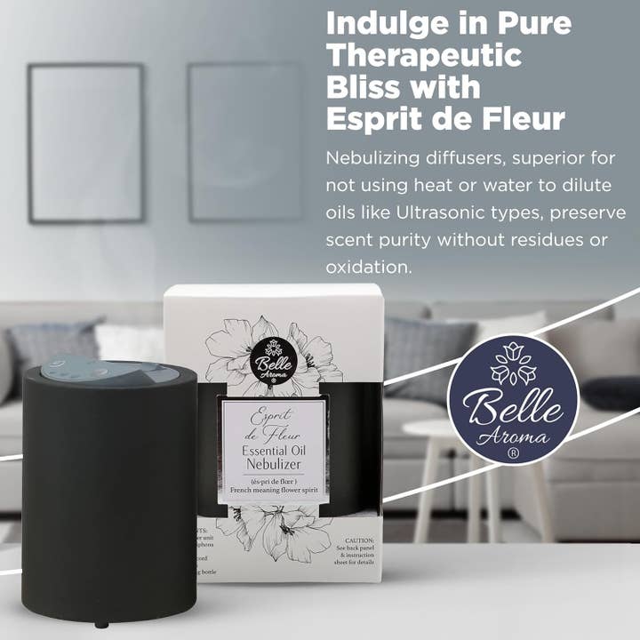 Belle Aroma® - Wholesale Electronic Diffuser - Esprit de Fleur Essential Oil Nebulizer - Dark Stone Finish