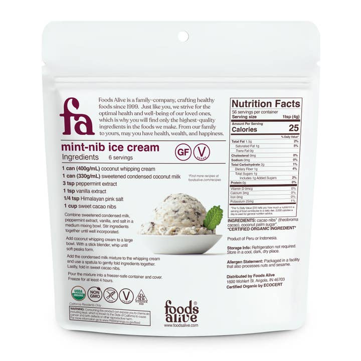 Foods Alive - Wholesale Chocolate - Cacao Nibs Sweet - Organic1