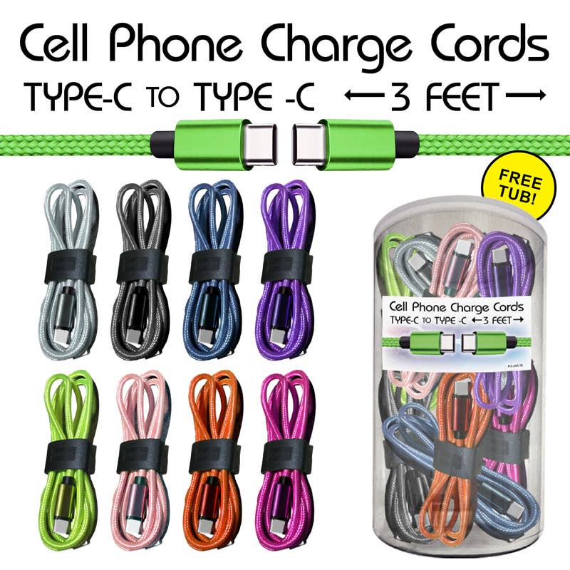 Deluxe Import Trading - Wholesale Charger - 36pc 3ft Tub of C to C Phone Cords0
