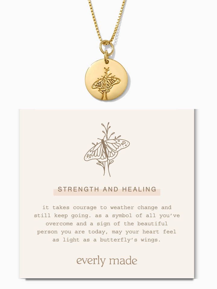 Styrka & Healing fjäril halsband för wholesale av Everly Made