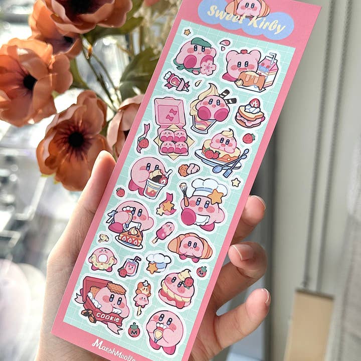 Sweet Kirby Sticker Sheet for wholesale by Marshmeollow